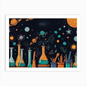 Doodle Science Background Art Print