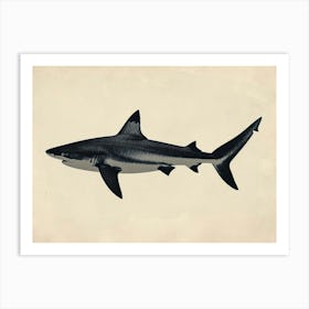 Bull Shark Grey Silhouette 8 Art Print