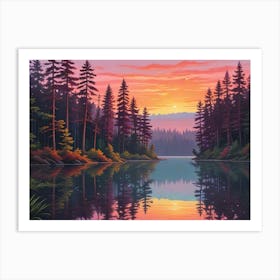 Sunset In The Forest 2 Art Print