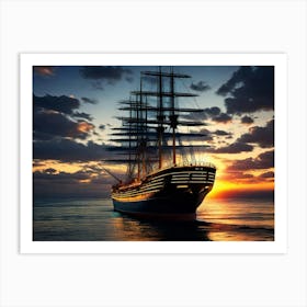 Sailing Ship At Sunset 8 Art Print