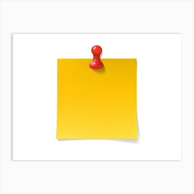 Yellow Sticky Note With Red Pushpin Office Supply Art Print