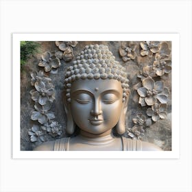 3d Relief Of A Serene Buddha Statue 1 Art Print