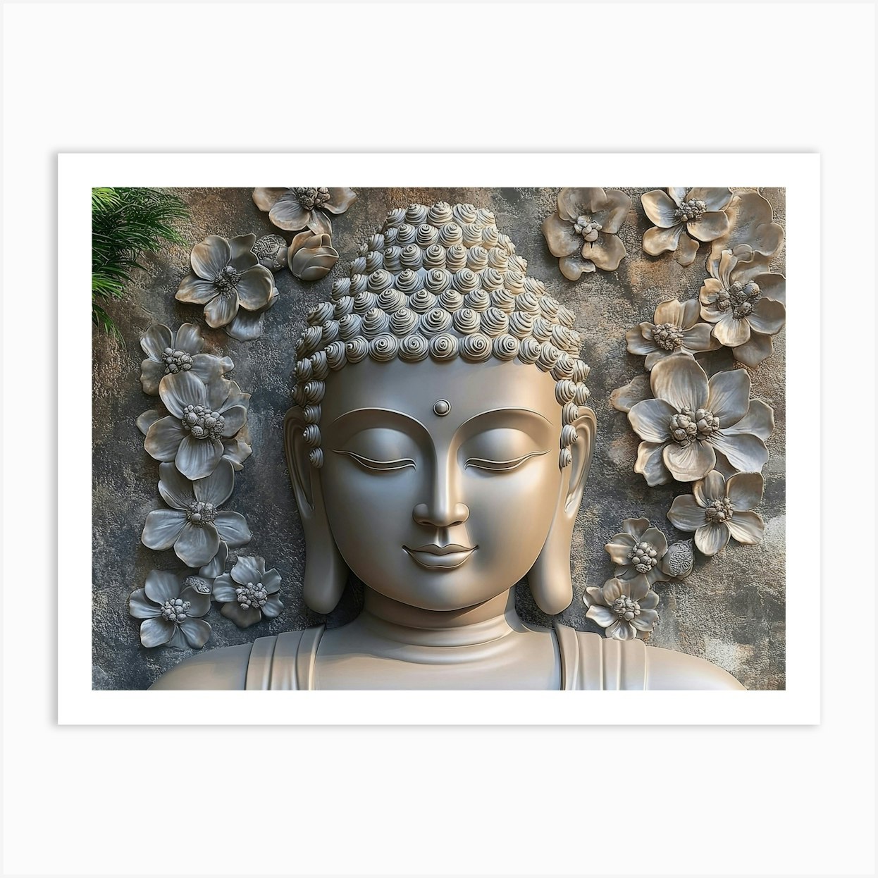 3d Relief Of A Serene Buddha Statue 1 Art Print by Divine Studio