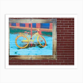 Yellow Bicycle On Brick Wall Art Print