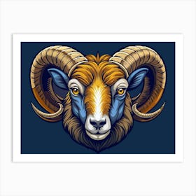 Ram Head Illustration Art Print