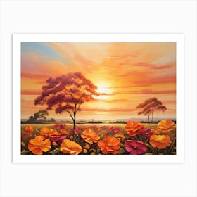 Sunset With Poppies 1 Art Print