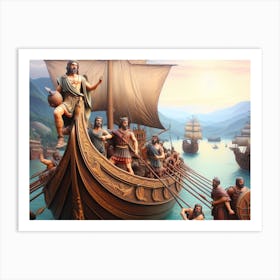 Viking Ship AI Realistic photo Art Print