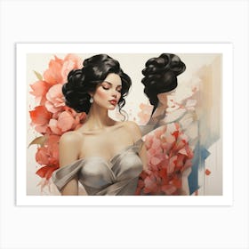 Woman With Flowers Art Print