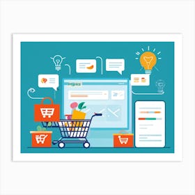 An Intricate Digital Rendering Of A Lively E Commerce Interface Design With Features Like A Shoppin (2) Art Print