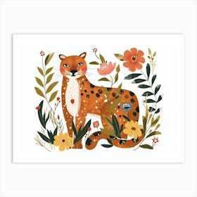 Little Floral Cougar 4 Art Print