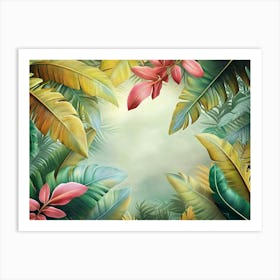 Tropical Trees and Leaves 3d Illustration Art Print