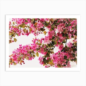 Dark Pink Flower Tree Art Print