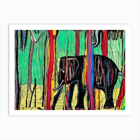 Elephant In The Forest Art Print