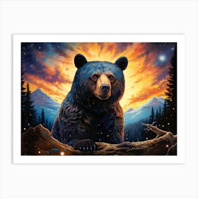 Black Bear At Sunset Art Print