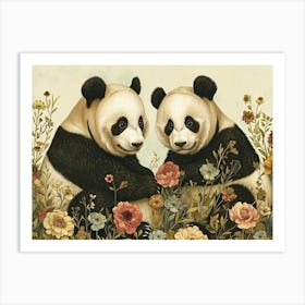 Floral Animal Illustration Giant Panda 3 Art Print