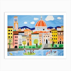 Florence Italy Cute Watercolour Illustration 8 Art Print