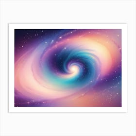 A Swirling Galaxy With A Bright, White Center, Surrounded By A Gradient Of Pink, Blue, And Purple Art Print