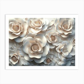 White Rose Seamless Flower Tiles Design Art Print