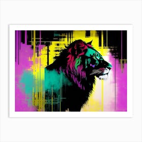 Lion neon 1 Art Print