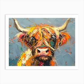 Highland Cow Colourful Art Art Print