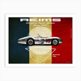 Reims Mercedes W196 Streamline Landscape Art Print