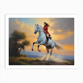 Girl Riding A Horse Art Print