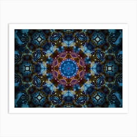 Blue Fractal Mandala 2 Art Print