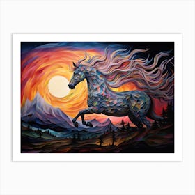 Horse At Sunset Art Print