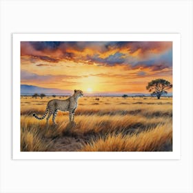 Under the African Sky Cheetah In The Grass Art Print