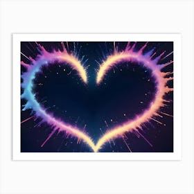 Abstract Image Of A Heart Shape Formed By Colorful, Glowing Particles 1 Art Print