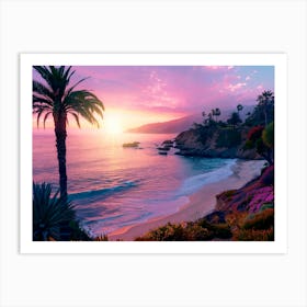 California Dreaming - Purple Sunset in Laguna Beach Art Print