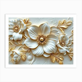 Print 3d Ceramic Tiles with A Beautiful Italian Style Golden Flower Design Art Print