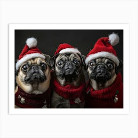 Christmas Pugs 3 Art Print