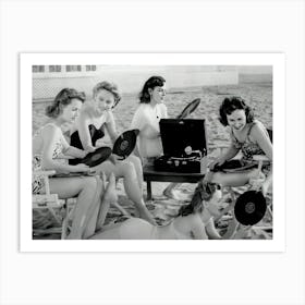 Girls Listen To Music At The Beach Art Print