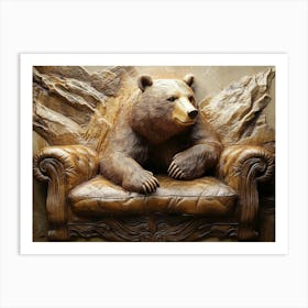 Bear On The Couch 1 Art Print