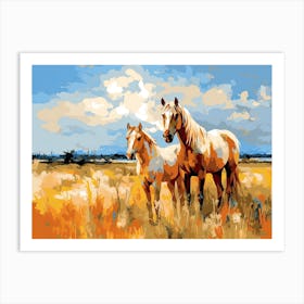 Horses Painting In Wyoming, Usa, Landscape 4 Art Print