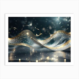 Sparkling golden waves in the sea 16 Art Print