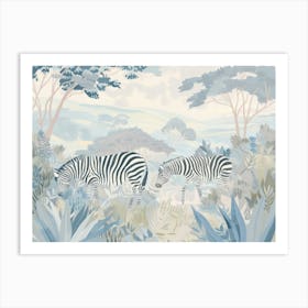 Zebras Tropical Jungle Illustration 1 Art Print