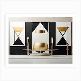 Gold And Black Paintings Art Print Art Print