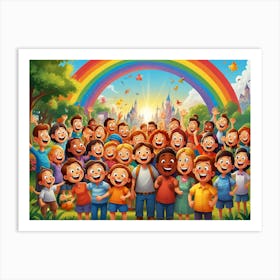 Rainbow Children In The Park Art Print