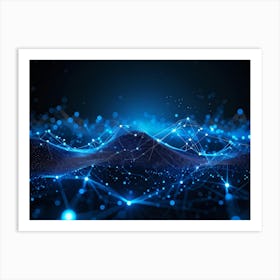 Abstract Digital Art Representing A Futuristic Ai Connection Network Datum Streams Intertwining In (3) Art Print