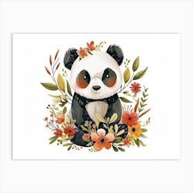 Little Floral Panda 1 Art Print