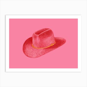 Red Stetson On Pink Art Print