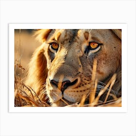 African Lion Eye Level Realism 1 Art Print