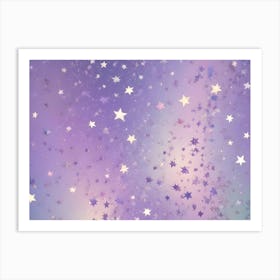 Sparkly Background With A Scattering Of Silver Stars On A Gradient Of Purple And Teal Art Print