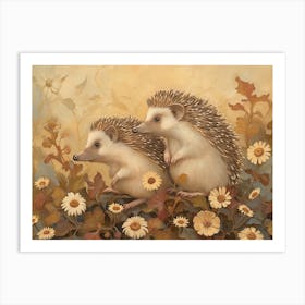 Floral Animal Illustration Hedgehog 2 Art Print