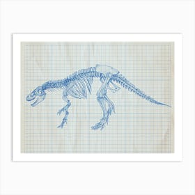 Dryosaurus Skeleton Hand Drawn Blueprint 1 Art Print