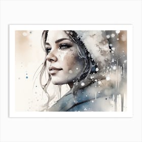 Beautiful Woman in a Winter Wonderland II, Winter fairy tale, snow, ice queen, Christmas idyll, winter, beauty, landscape, silence, winter wonderland, fairy, woman, Christmas, ice Art Print