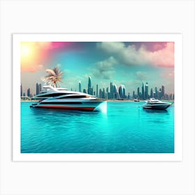 Dubai Cityscape Luxury Colorful Gulf Life In The Future Art Print