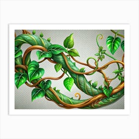 Green Vine With Leaves On Transparent Background Art Print